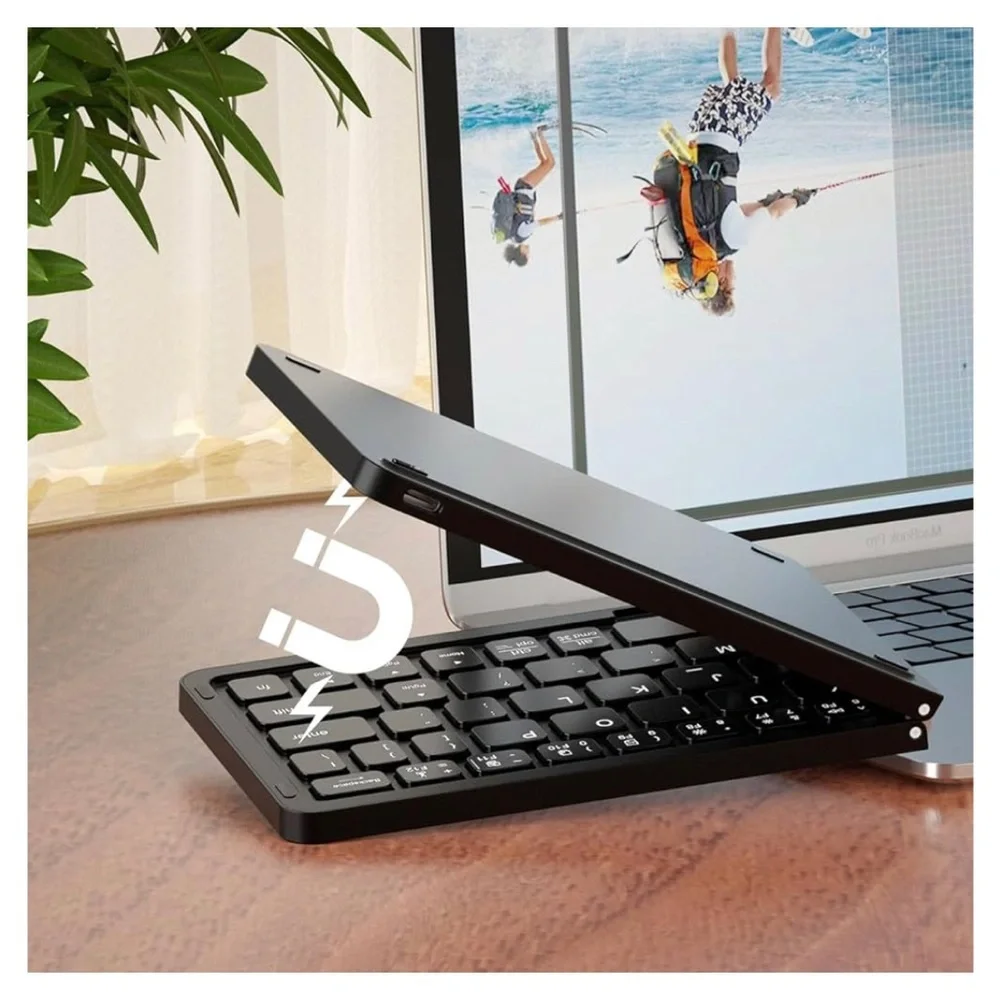 NIB Foldable Wireless Bluetooth Keyboard with Holder
